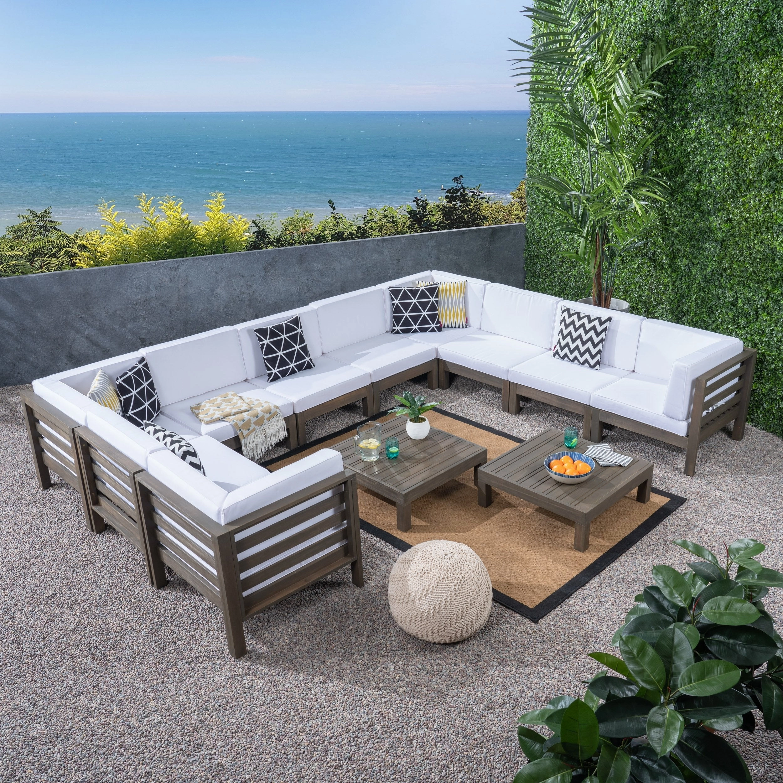 Outdoor U-Shaped Sectional Sofa Set with Coffee Tables - NH111703