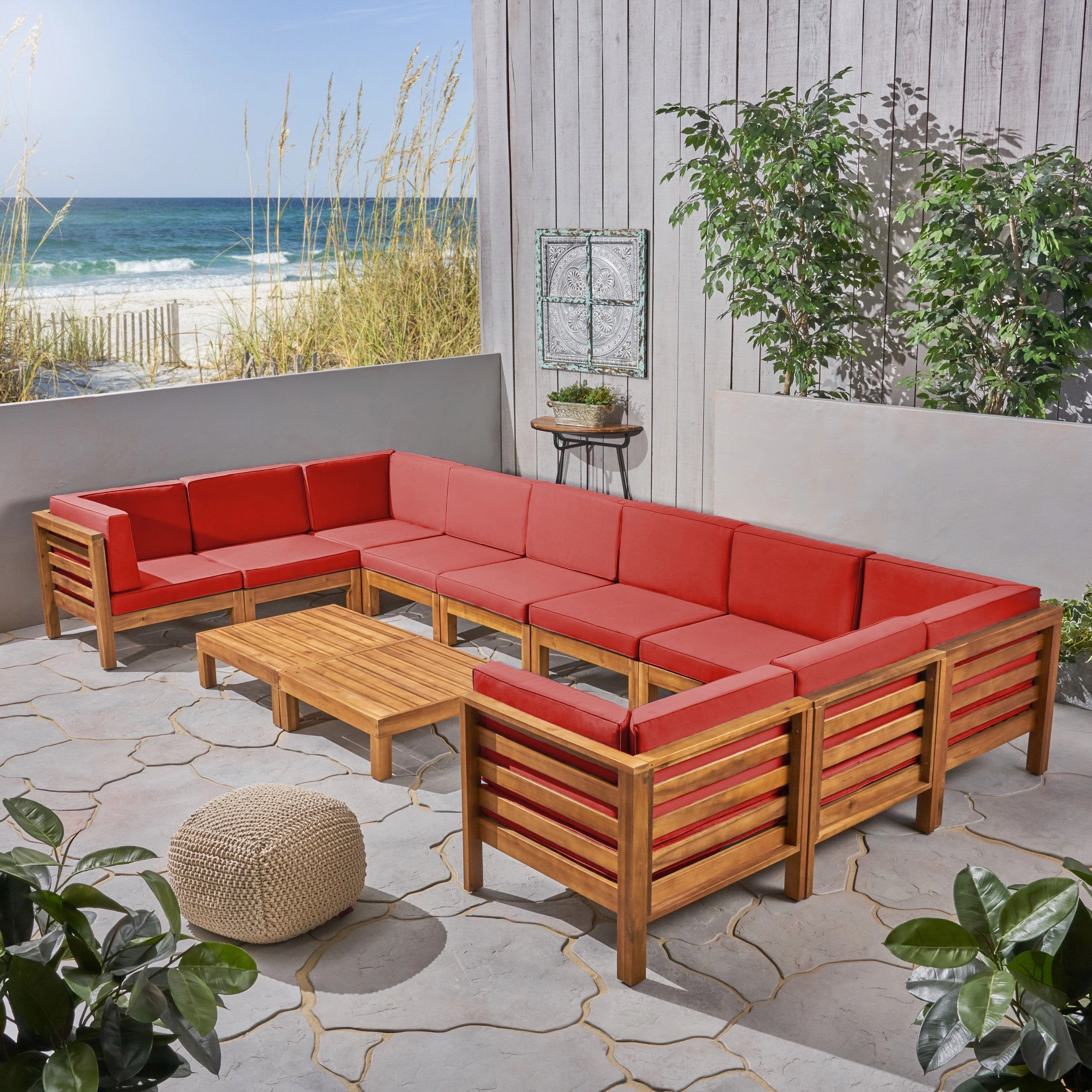 Outdoor U-Shaped Sectional Sofa Set with Coffee Tables - NH111703
