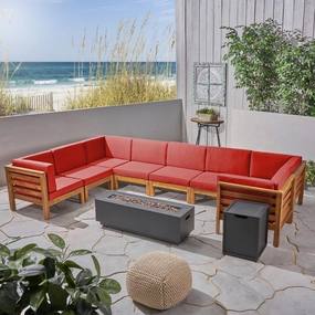 Outdoor U-Shaped Sectional Sofa Set with Fire Pit - NH701703 serving bowl, serving dish