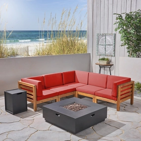Outdoor V-Shaped Sectional Sofa Set with Fire Pit - NH970703 serving bowl, serving dish