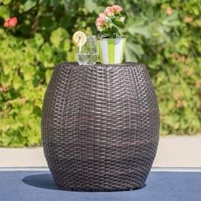 Outdoor Wicker 14.00-inch Barrel Side Table - NH928003 coffee table, accent table
