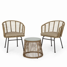 Outdoor Wicker 2 Seater Chat Set, Light Brown and Beige - NH899413 clothes rack, garment rack