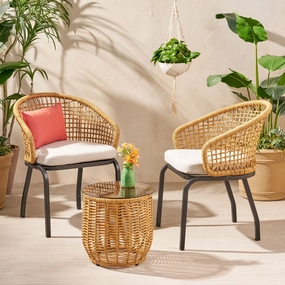 Outdoor Wicker 3 Piece Chat Set with Side Table - NH607113 clothes rack, garment rack