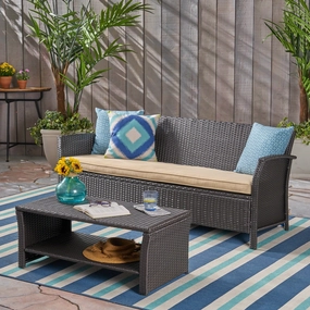 Outdoor Wicker 3-Seater Sofa with Coffee Table - NH029503 clothes rack, garment rack