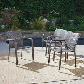 Outdoor Wicker Armed Stacking Chairs with an Aluminum Frame (Set of 4) - NH732103 chandelier, pendant light