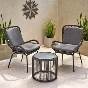 Outdoor Wicker Chat Set with Cushions - NH774013 clothes rack, garment rack