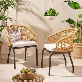 Outdoor Wicker Club Chair with Cushion (Set of 2) - NH507113 chandelier, pendant light