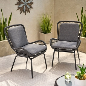 Outdoor Wicker Club Chair with Cushions (Set of 2) - NH864013 chandelier, pendant light