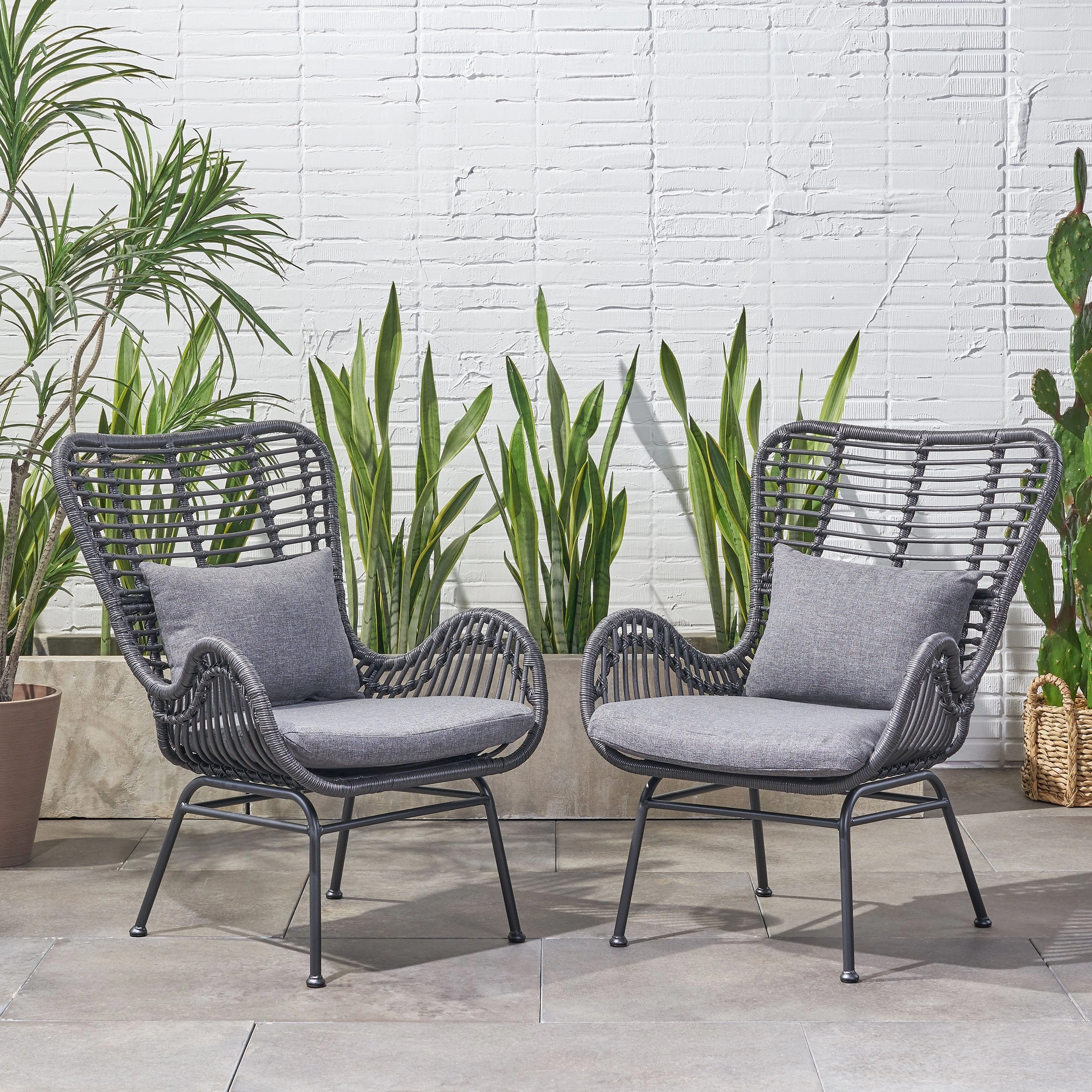 Outdoor Wicker Club Chairs with Cushions (Set of 2) - NH010013 chandelier, pendant light
