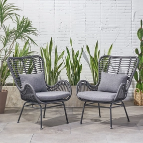 Outdoor Wicker Club Chairs with Cushions (Set of 2) - NH010013 chandelier, pendant light