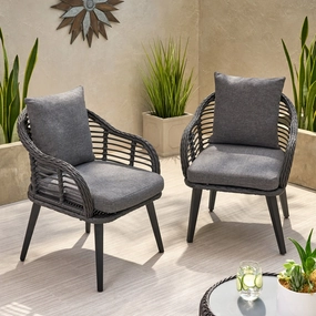 Outdoor Wicker Club Chairs with Cushions (Set of 2) - NH600013 chandelier, pendant light