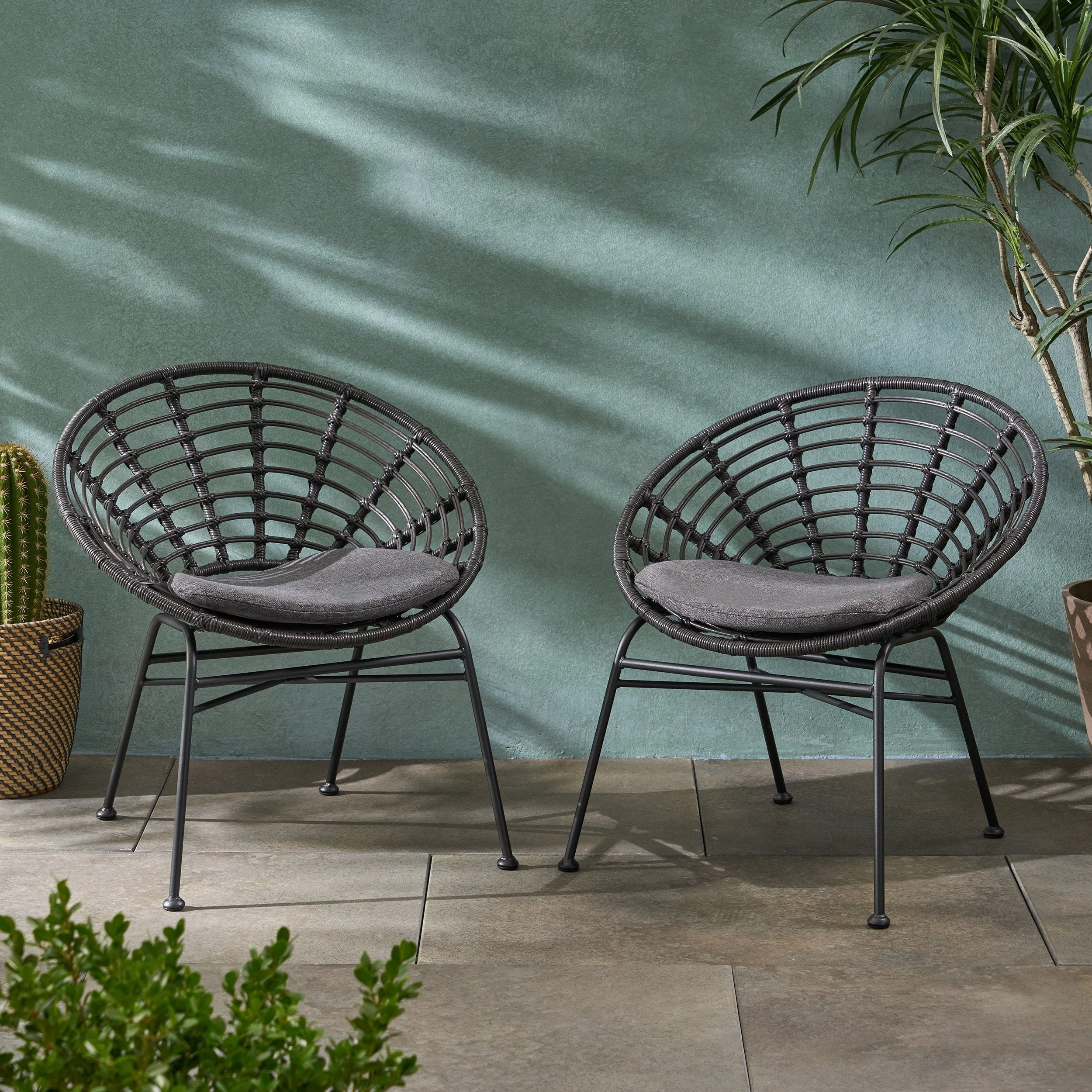 Outdoor Wicker Dining Chair with Cushion (Set of 2) - NH789903 chandelier, pendant light