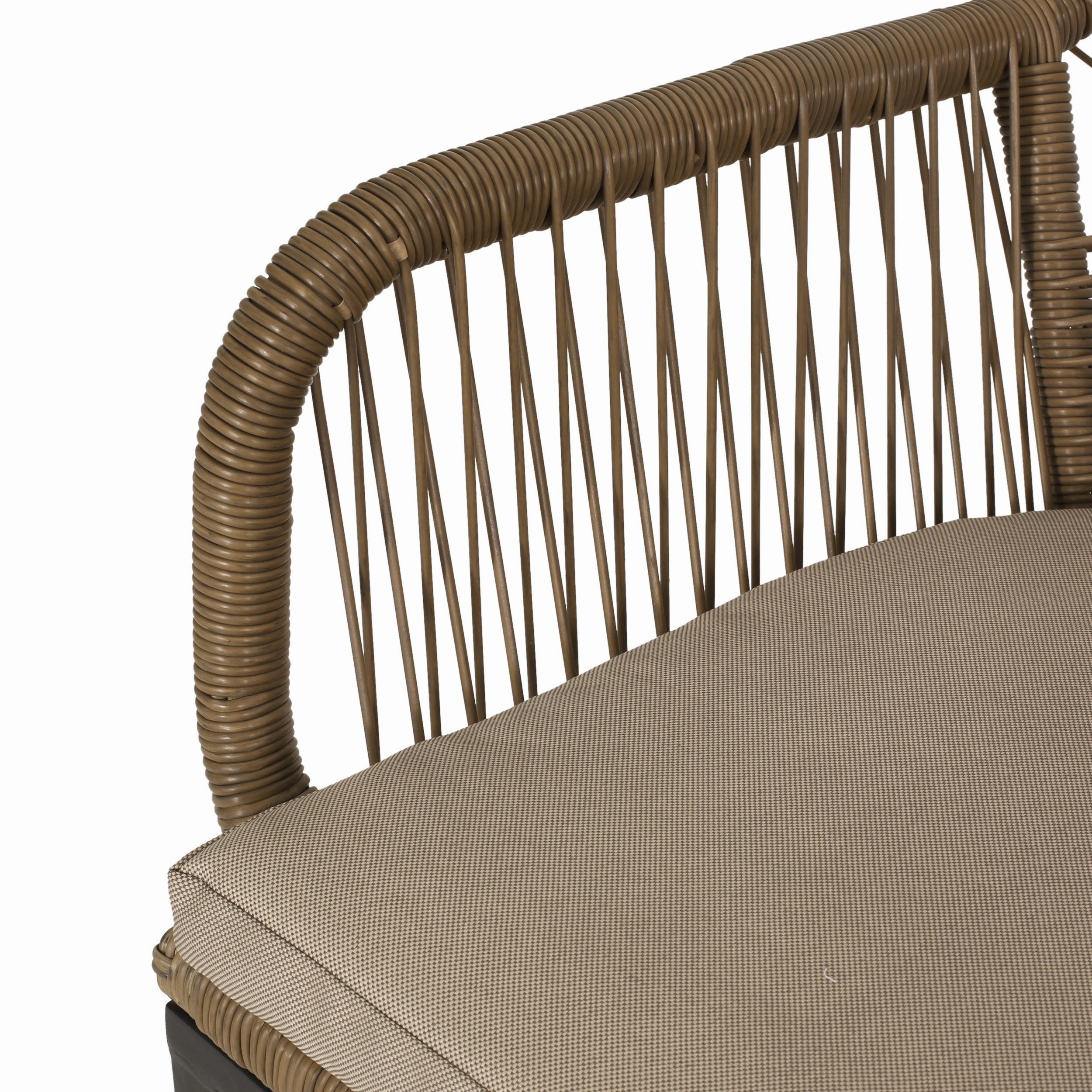Outdoor Wicker Dining Chair with Cushion, Set of 2, Light Brown and Beige - NH971513