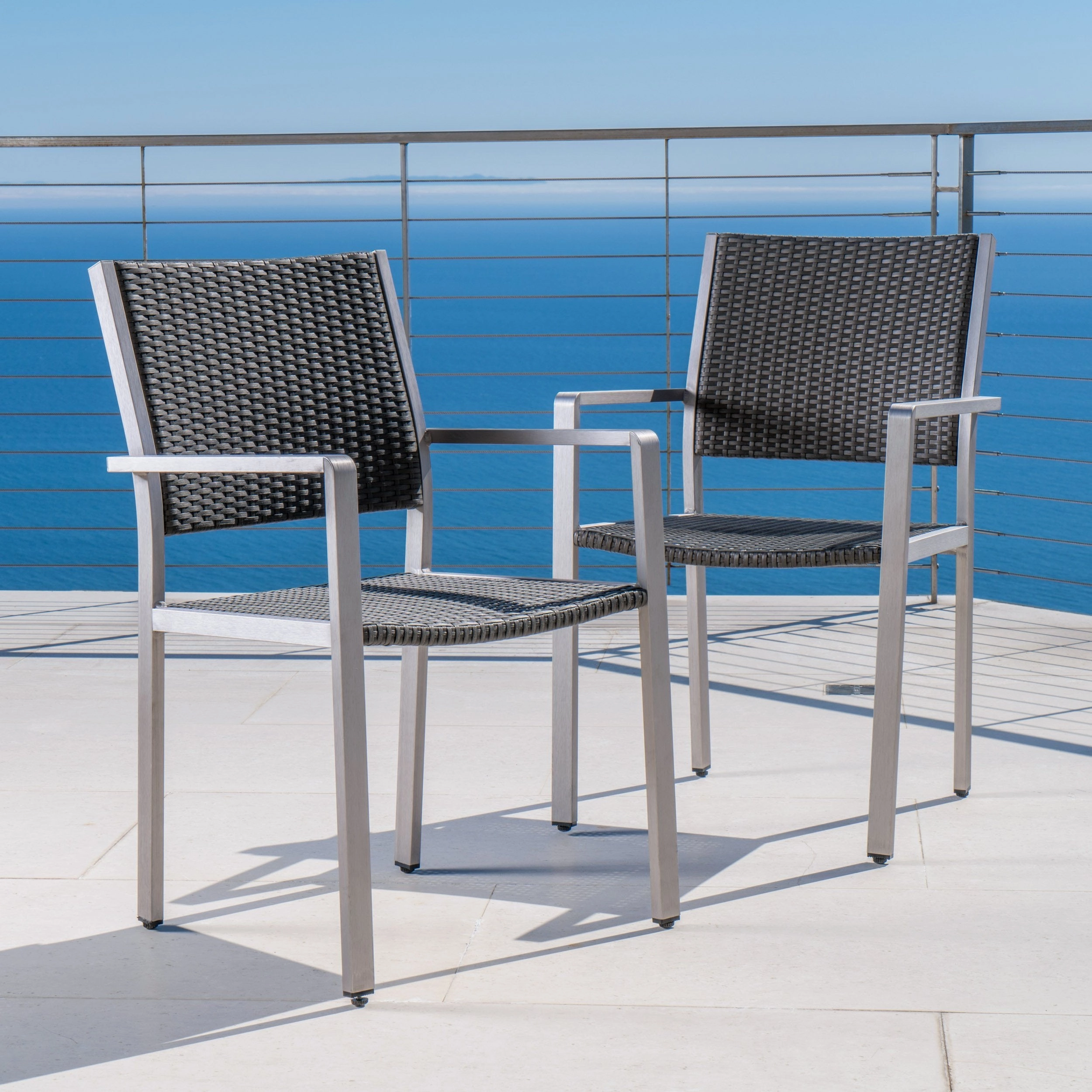 Outdoor Wicker Dining Chairs w/ Aluminum Frame (Set of 2) - NH163003 chandelier, pendant light