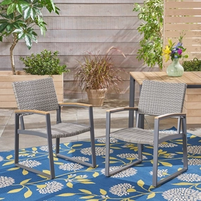 Outdoor Wicker Dining Chairs with Aluminum Frame (Set of 2), Gray - NH632503 chandelier, pendant light