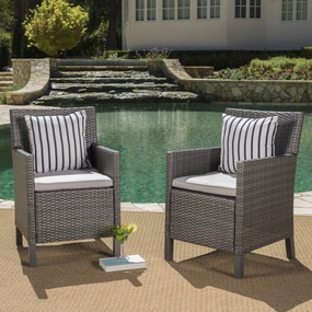 Outdoor Wicker Dining Chairs with Water Resistant Cushions (Set of 2) - NH433203 chandelier, pendant light