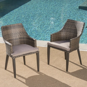 Outdoor Wicker Dining Chairs with Water Resistant Cushions (Set of 2) - NH718203 chandelier, pendant light