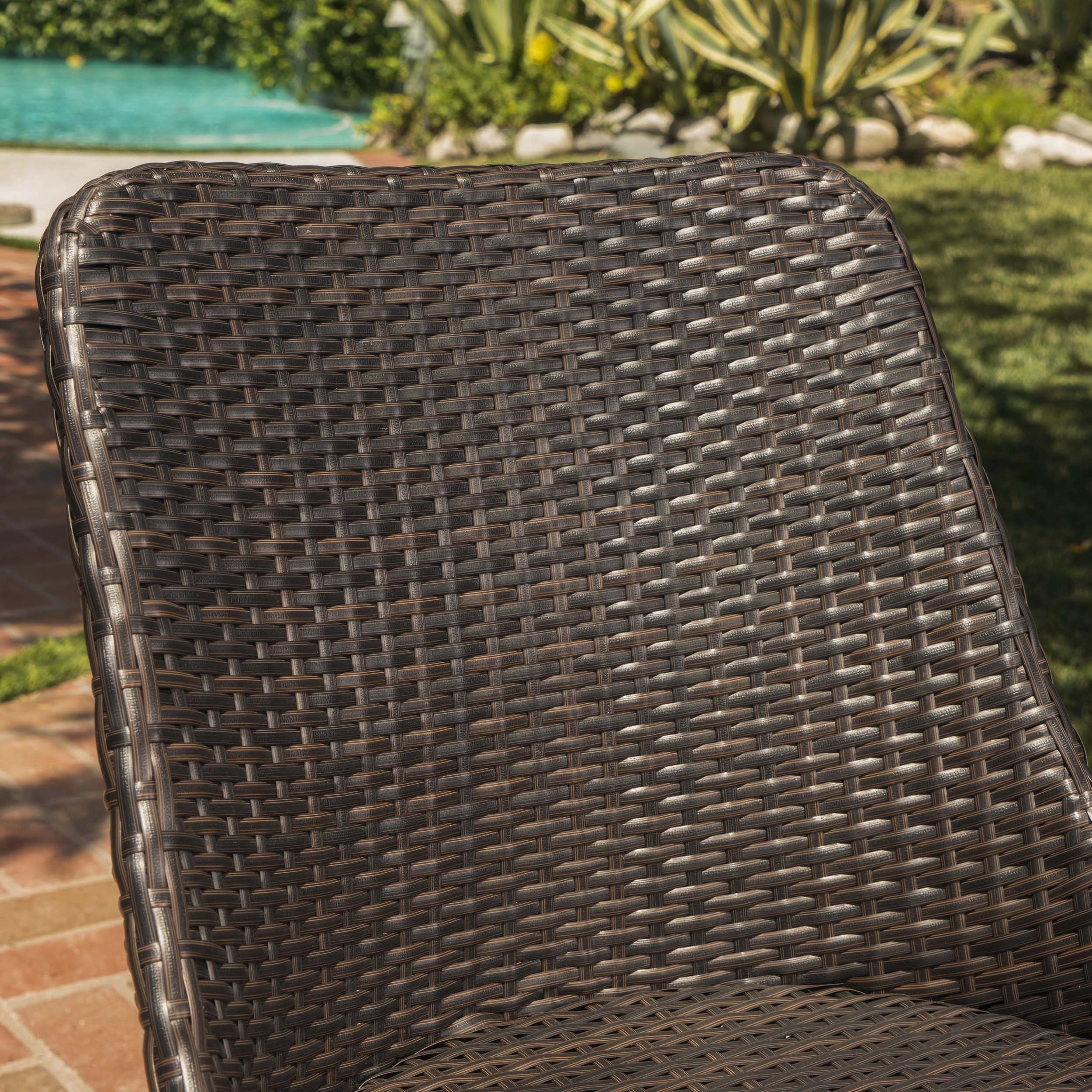 Outdoor Wicker Dining Chairs with Wood Finished Metal Legs (Set of 2) - NH967103