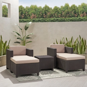 Outdoor Wicker Print 2 Seater Chat Set with Ottomans - NH722113 clothes rack, garment rack