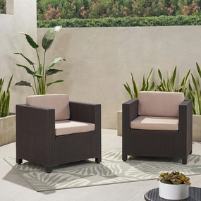 Outdoor Wicker Print Club Chair with Cushions (Set of 2) - NH751113 chandelier, pendant light