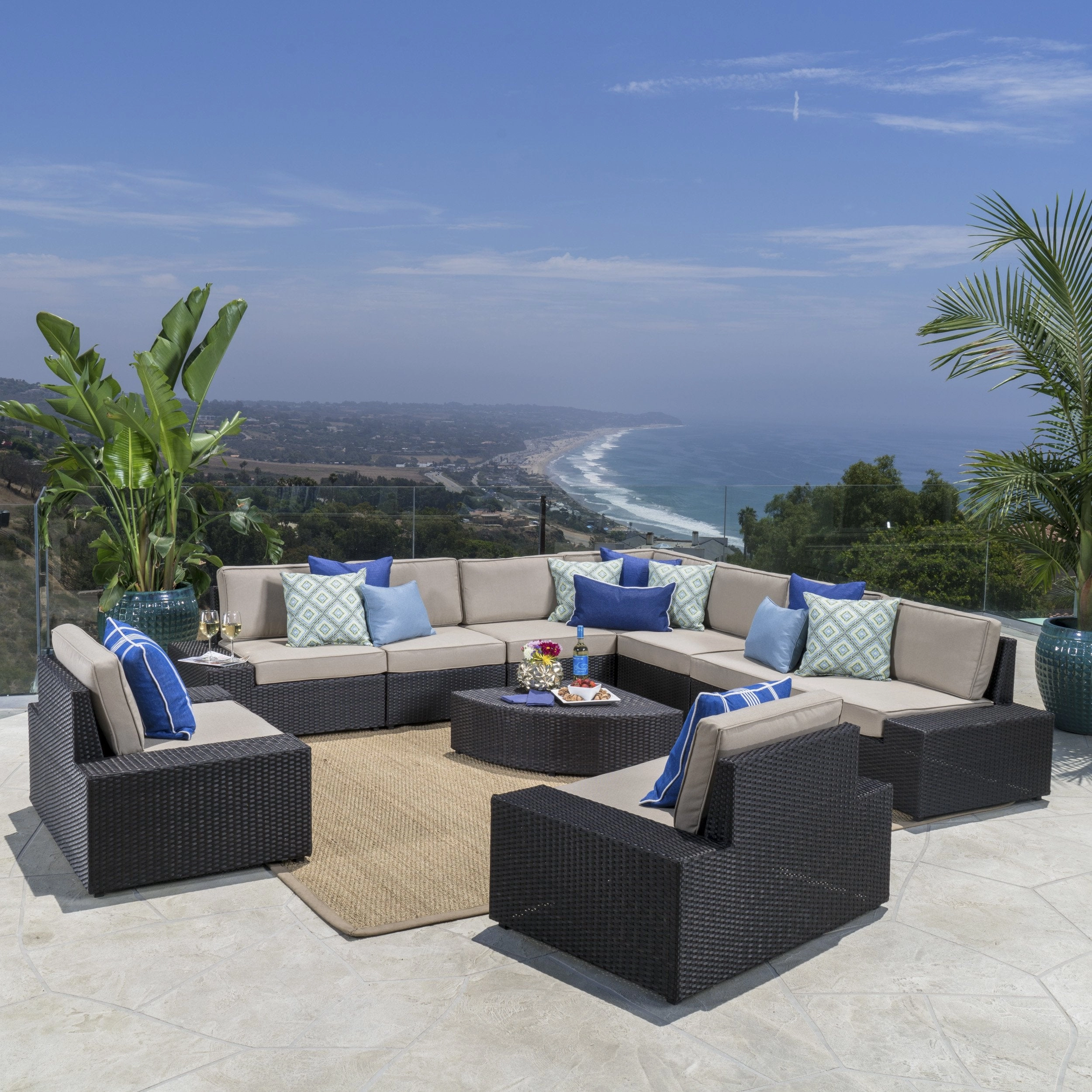 Outdoor Wicker Sectional Set w/ Cushions - NH205003 serving bowl, serving dish