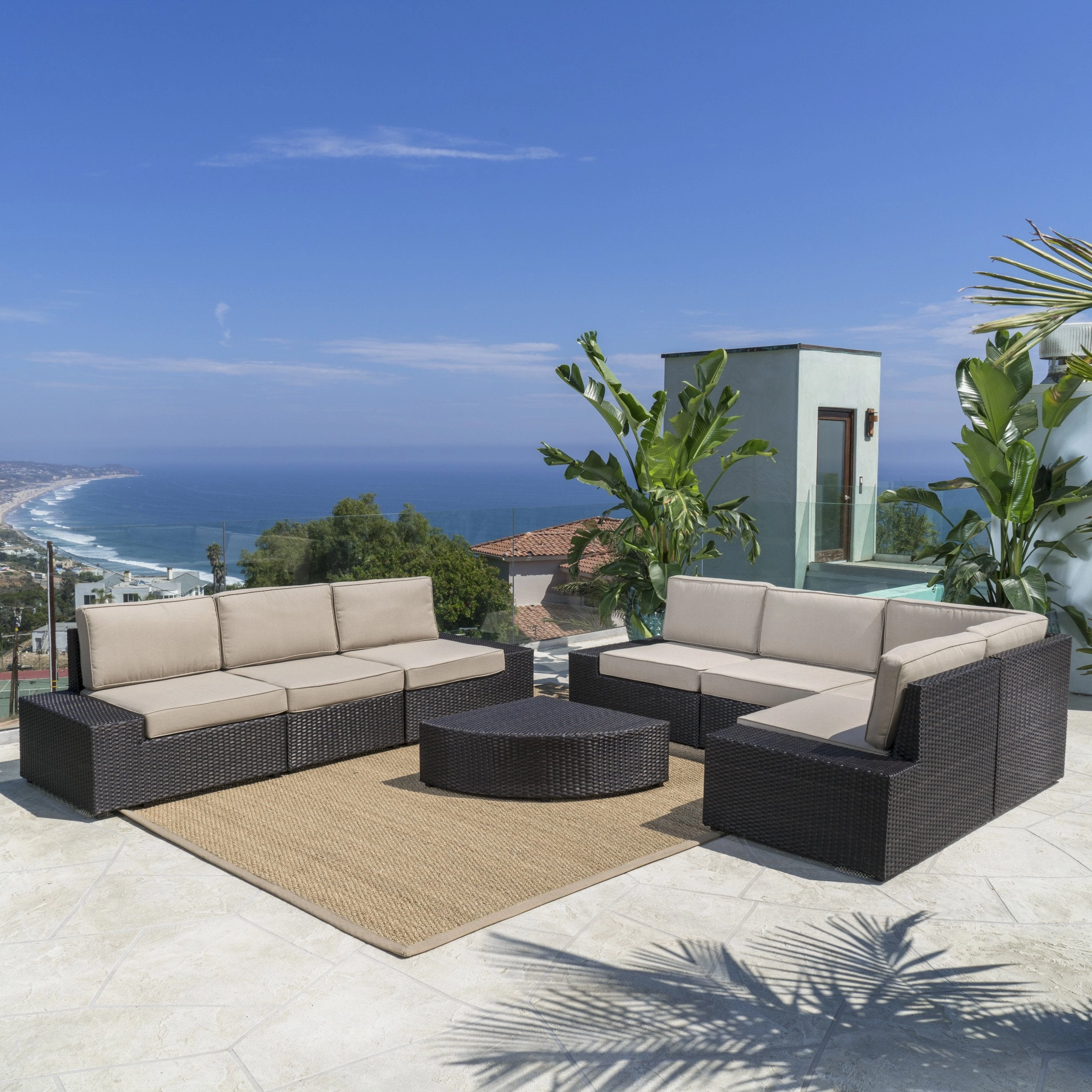 Outdoor Wicker Sectional Set w/ Cushions - NH205003