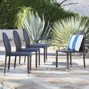 Outdoor Wicker Stacking Chairs with an Aluminum Frame (Set of 4) - NH342103 chandelier, pendant light