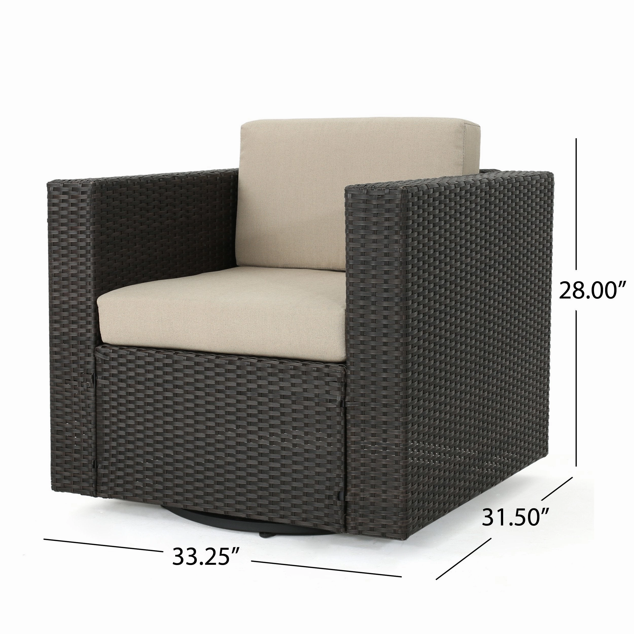 Outdoor Wicker Swivel Club Chair with Water Resistant Cushions - NH209103