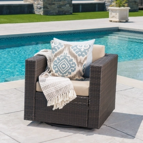Outdoor Wicker Swivel Club Chair with Water Resistant Cushions - NH209103 chandelier, pendant light