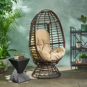 Outdoor Wicker Swivel Egg Chair with Cushion - NH844113 chandelier, pendant light