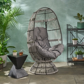 Outdoor Wicker Swivel Egg Chair with Cushion - NH944113 chandelier, pendant light