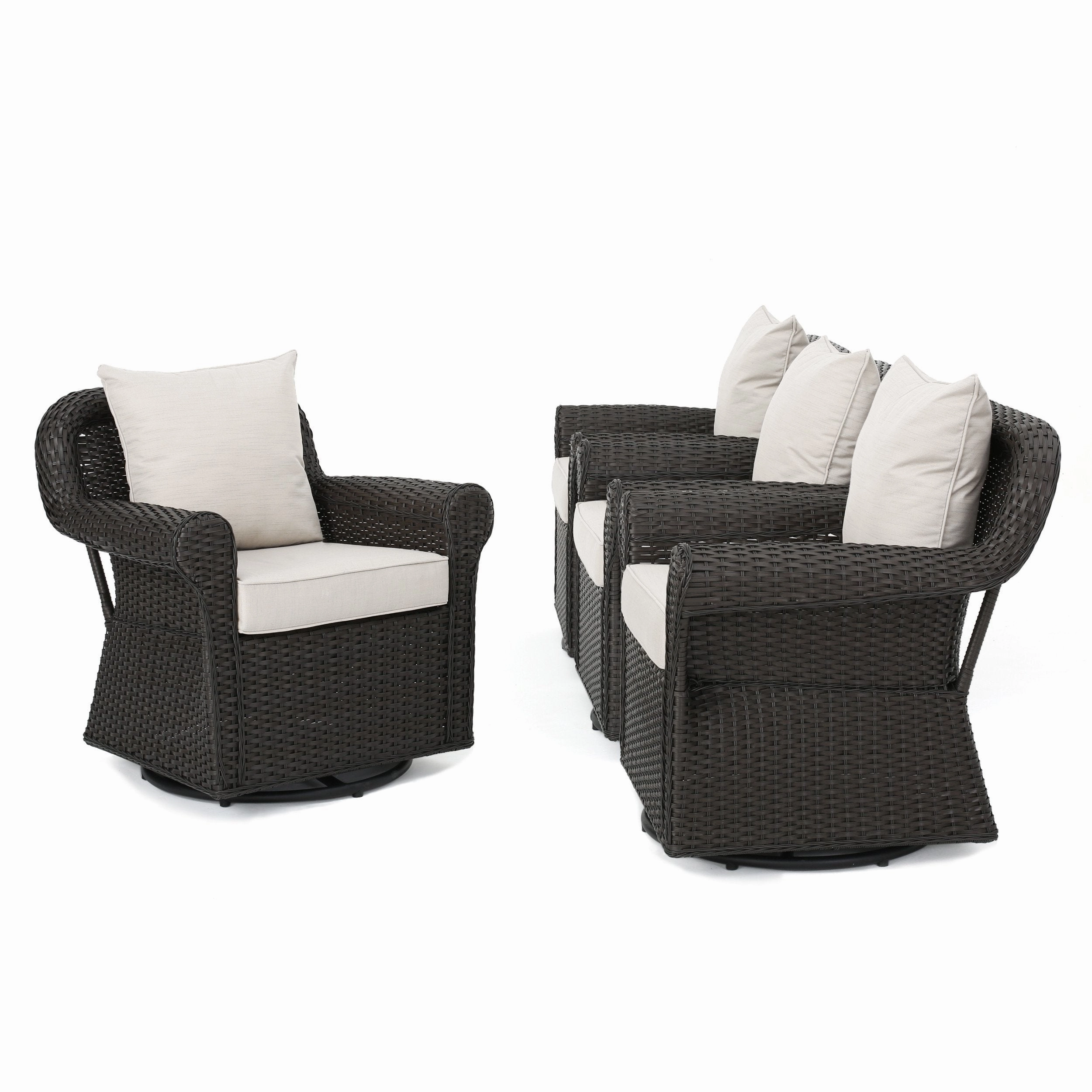 Outdoor Wicker Swivel Rocking Chair w/Water Resistant Cushions - NH442003