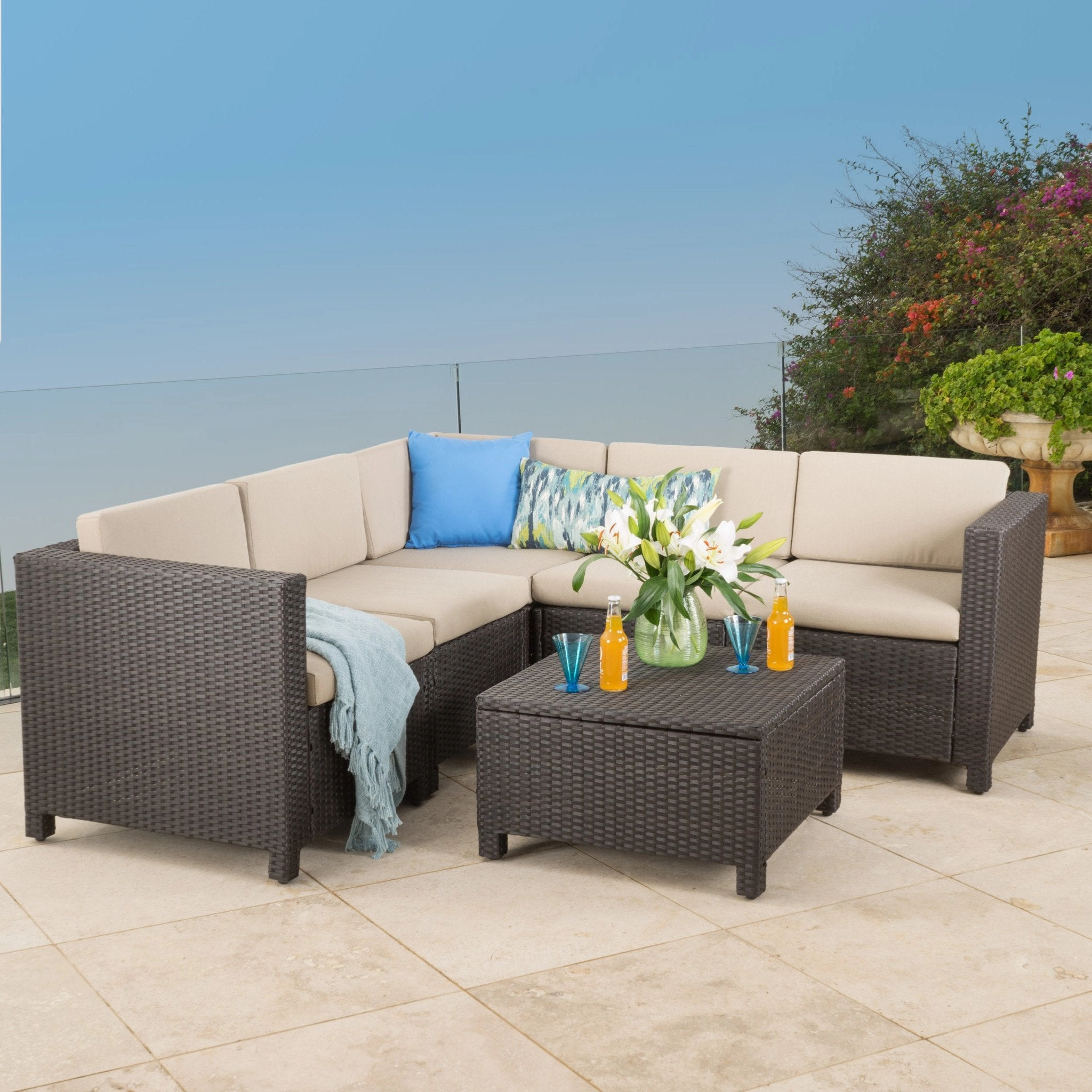 Outdoor Wicker V Shaped Sectional Sofa Set - NH040992