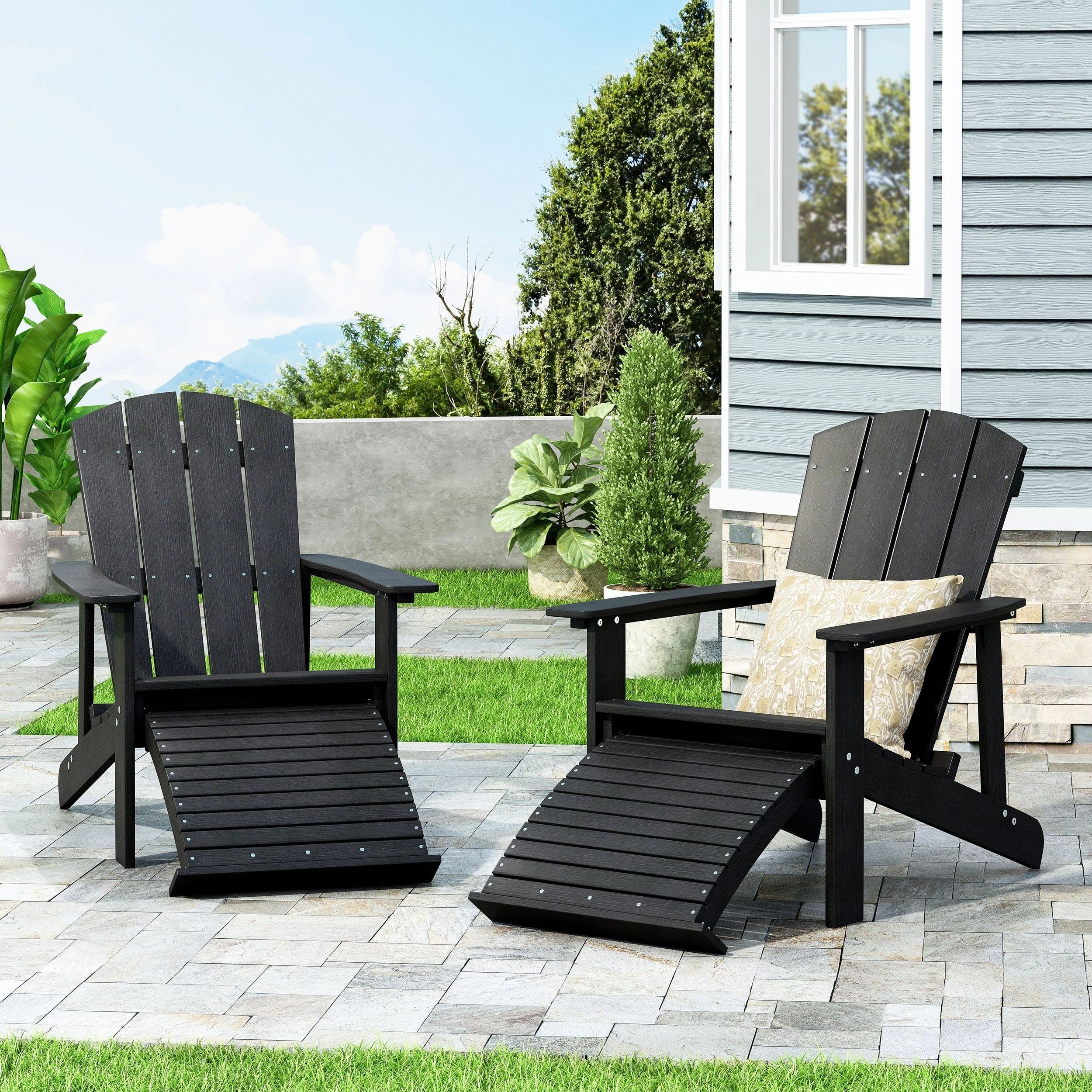 Outdoor Wood Adirondack Chair With Footrest - NH528213 chandelier, pendant light