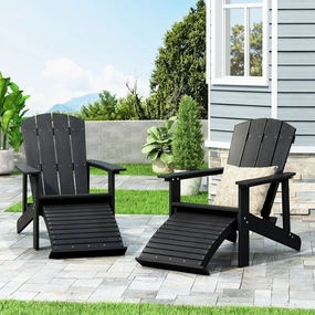 Outdoor Wood Adirondack Chair With Footrest - NH528213 chandelier, pendant light