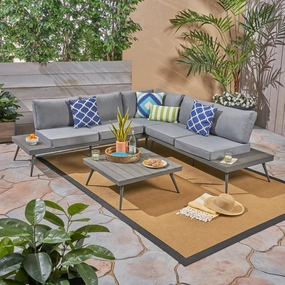 Outdoor Wood and Aluminum V-Shaped 5 Seater Sofa Set - NH321503 serving bowl, serving dish