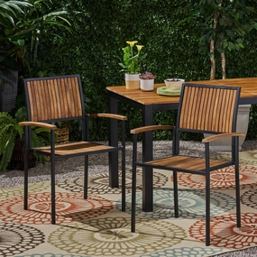 Outdoor Wood and Iron Dining Chair (Set of 2) - NH081903 chandelier, pendant light