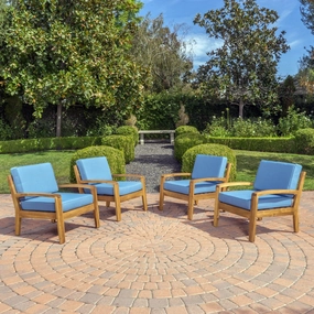 Outdoor Wood Patio Furniture Club Chairs w/ Water Resistant Cushions (Set of 2) - NH801992 chandelier, pendant light