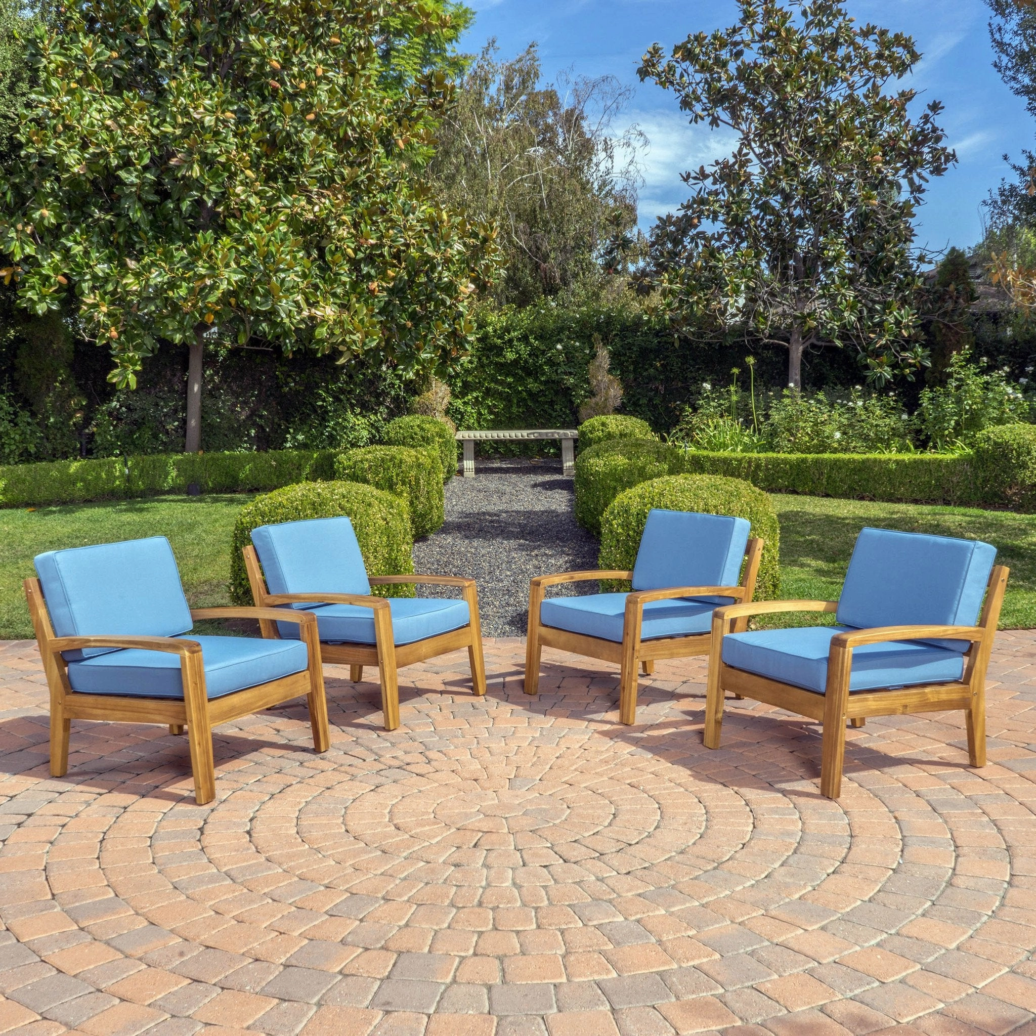 Outdoor Wood Patio Furniture Club Chairs w/ Water Resistant Cushions (Set of 4) - NH111992 chandelier, pendant light