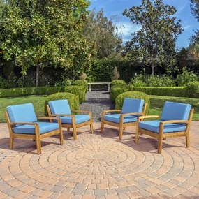 Outdoor Wood Patio Furniture Club Chairs w/ Water Resistant Cushions (Set of 4) - NH111992 chandelier, pendant light