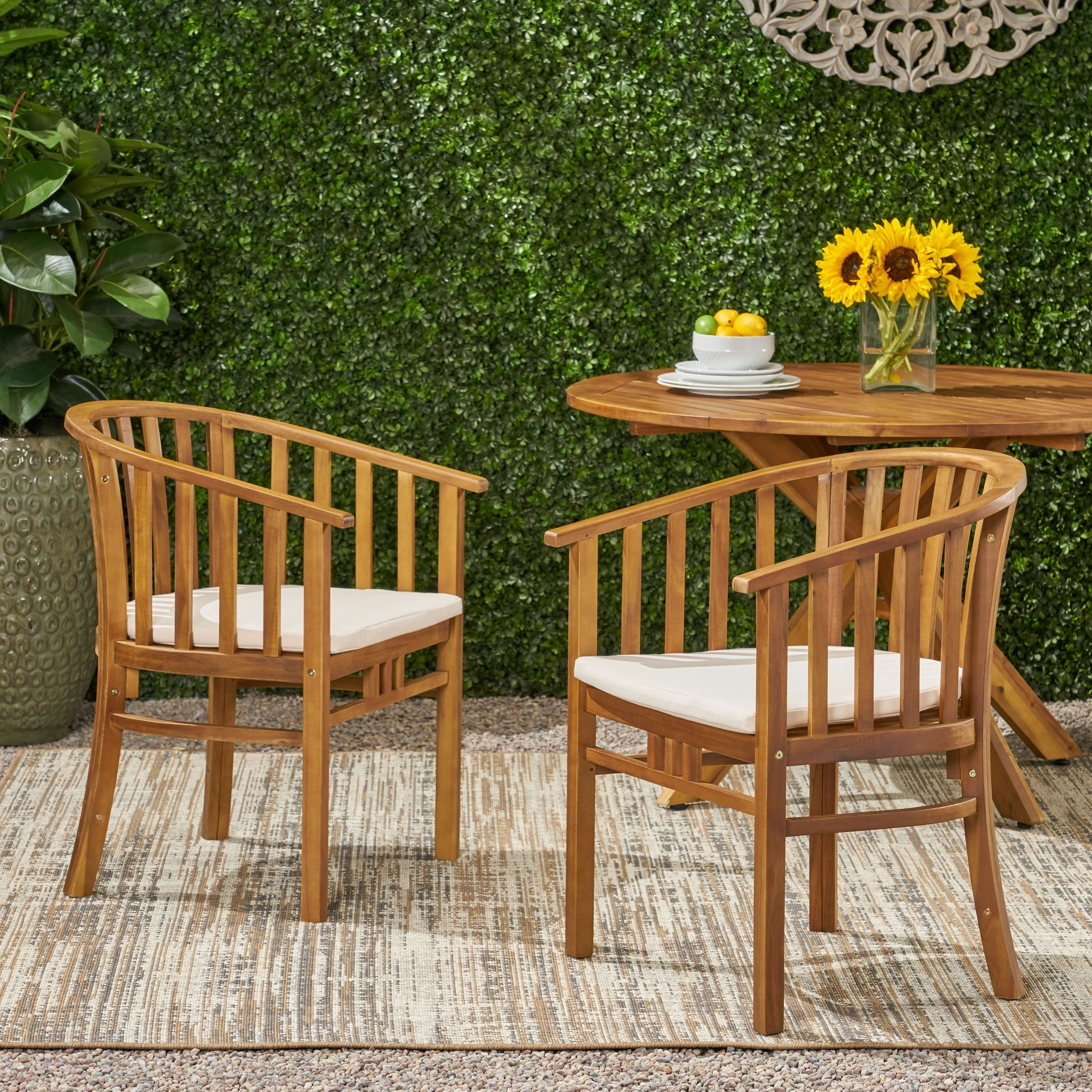 Outdoor Wooden Dining Chairs with Cushions (Set of 2) - NH162903 chandelier, pendant light