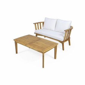 Outdoor Wooden Loveseat and Coffee Table Set - NH471313 clothes rack, garment rack