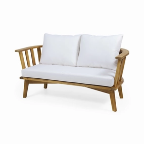 Outdoor Wooden Loveseat with Cushions - NH271313 stair tread rug, stair mat