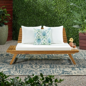 Outdoor Wooden Loveseat with Cushions - NH471903 stair tread rug, stair mat