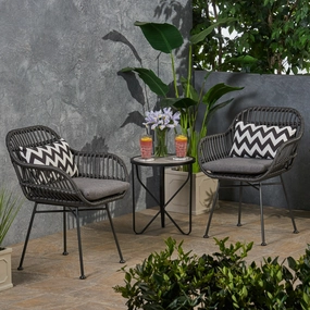 Outdoor Woven Faux Rattan Chairs with Cushions (Set of 2) - NH561903 chandelier, pendant light