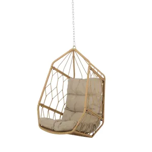 Outdoor/Indoor Wicker Hanging Chair with 8 Foot Chain (NO STAND), Light Brown and Tan - NH592413 patio chairs, outdoor seating