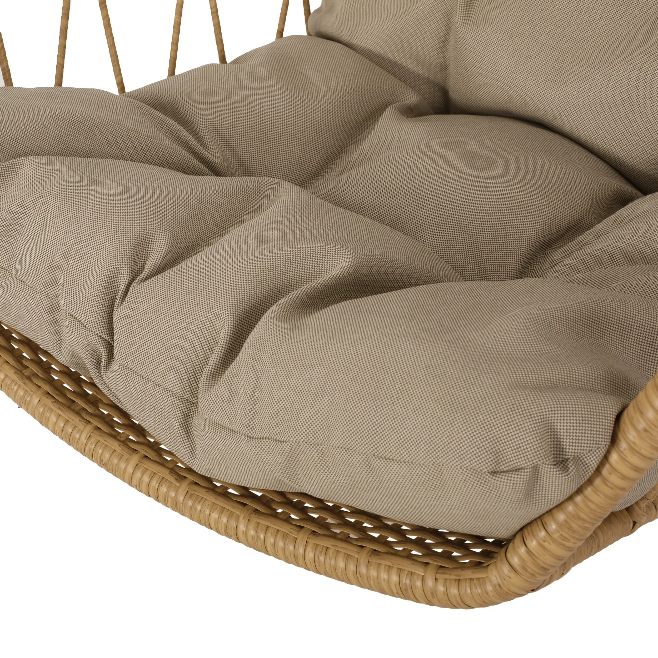 Outdoor/Indoor Wicker Hanging Chair with 8 Foot Chain (NO STAND), Light Brown and Tan - NH592413