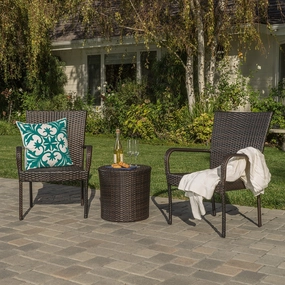 Outdoors Brown Wicker 3 Piece Stacking Chair Chat Set - NH724992 clothes rack, garment rack
