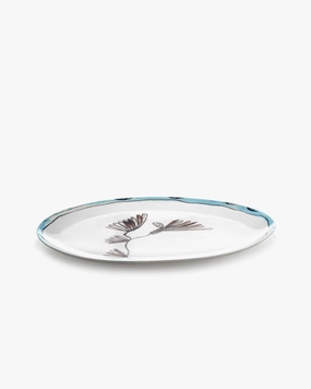 Oval plate 2 L Camelia aubergine Midnight Flowers