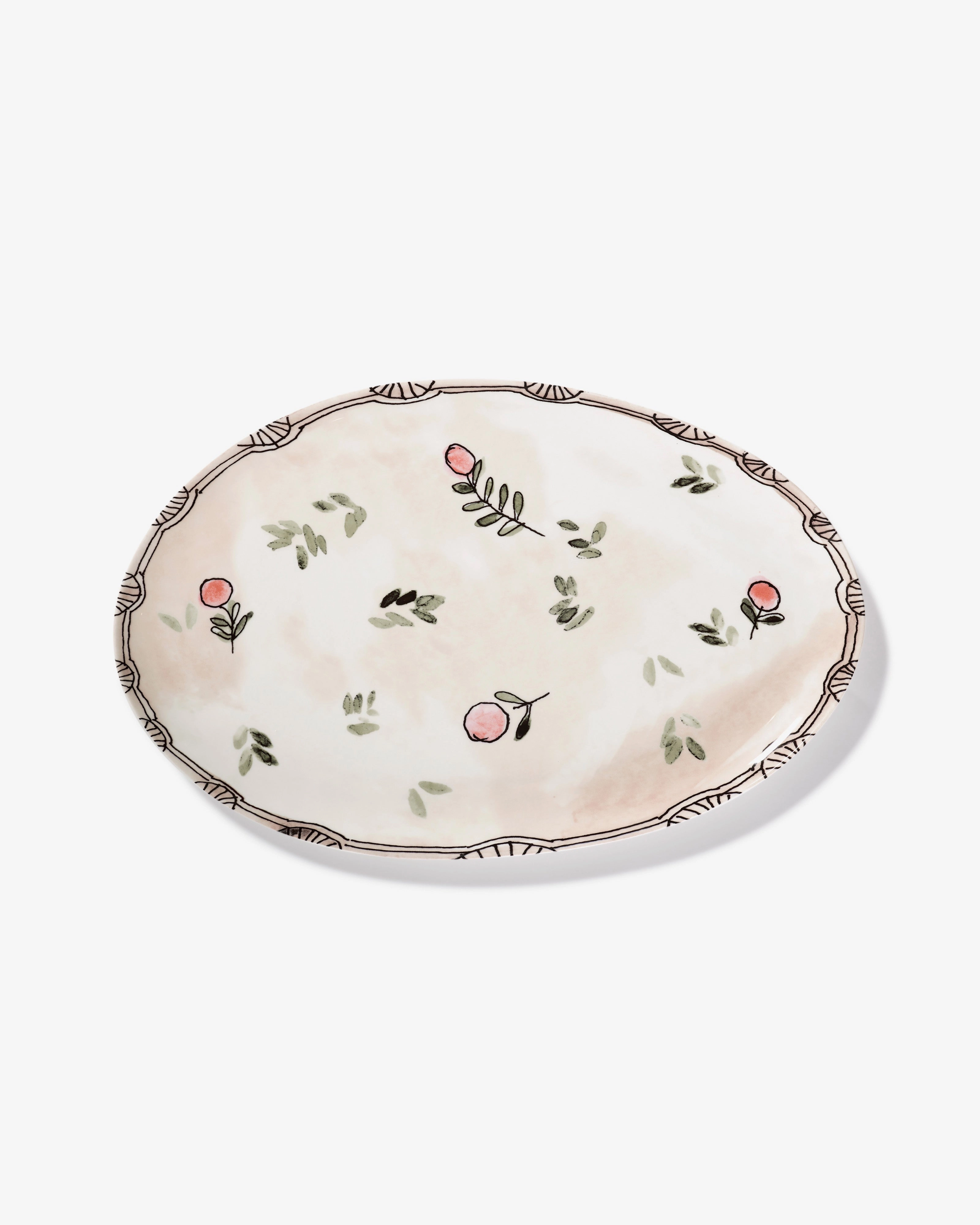 Oval plate 2 L Mirtillo nude Midnight Flowers